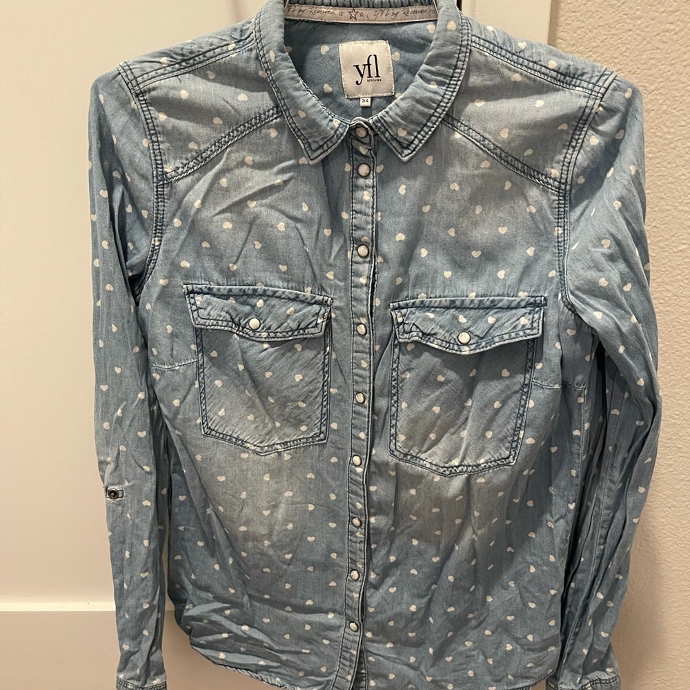Modcloth hearts denim shirt